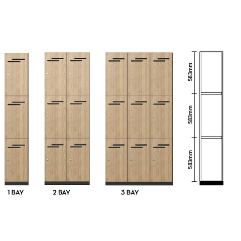 3 Door Lockers - 3 Bay of 3 Door Locker